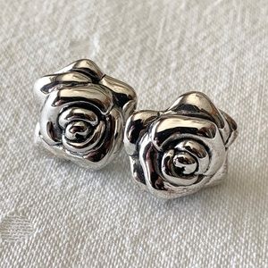 Sterling Silver Rose Stud Earrings